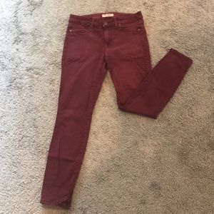 Maroon rich and skinny jeans